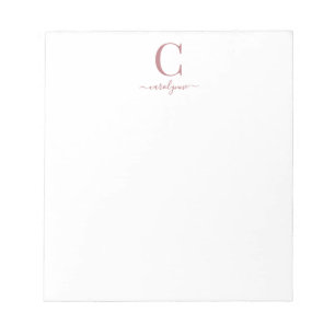 Elegant Rosa Roséguld Monogram Stil Anteckningsblock
