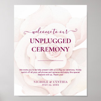 Elegant Rosa Rosenvattenfärg Blommig Bröllop Poster