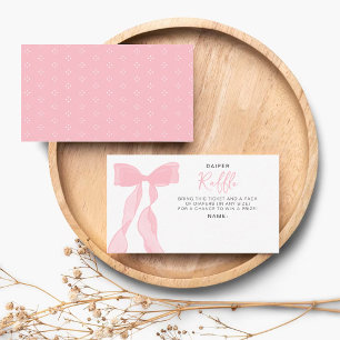 Elegant rosa rosett Baby Shower blöjlotteri lott Tilläggskort