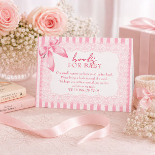 Elegant rosa rosett Baby Shower Böcker för baby in Tilläggskort