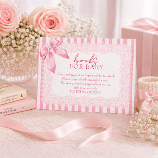 Elegant rosa rosett Baby Shower Böcker för baby in Tilläggskort