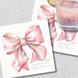 Elegant Rosa Rosett Baby Shower Pappersservett