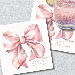 Elegant Rosa Rosett Baby Shower Pappersservett