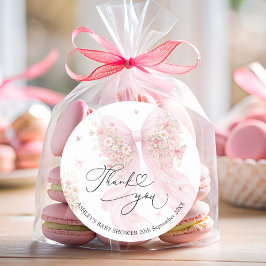 Elegant rosa rosett Baby Shower Tacksam Runt Klistermärke
