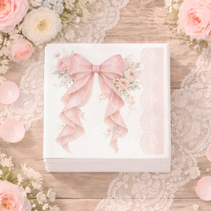 Elegant rosa rosett blomsterflicka baby shower pappersservett