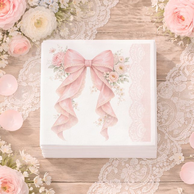 Elegant rosa rosett blomsterflicka baby shower pappersservett (Skapare uppladdad)