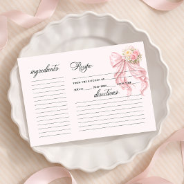 Elegant rosa rosett bröllopsdusch receptkort