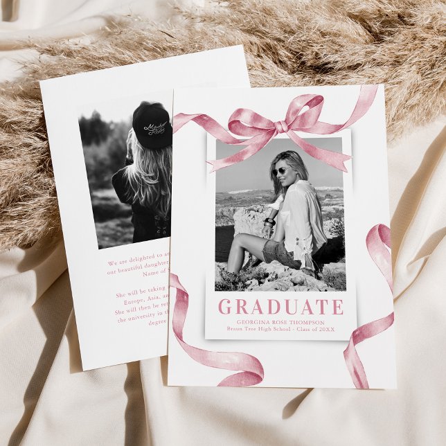 Elegant rosa rosett fotograduation meddelande (Skapare uppladdad)