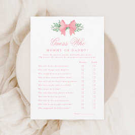 Elegant rosa rosett Gissa vem baby shower-spel Inbjudningar