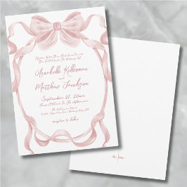Elegant Rosa Rosett Whimsical Bröllop Inbjudningar