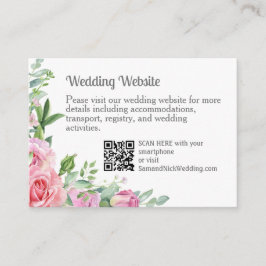 Elegant Rosa Rosor Bröllopsinformation Tilläggskort