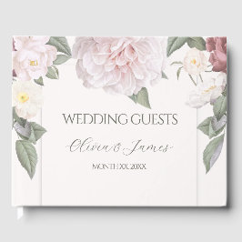 Elegant Rosa Rosor Trädgård Bröllop Gästböcker