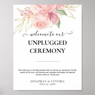 Elegant Rosa Rosvatten Färgrik Blommig Bröllop Poster