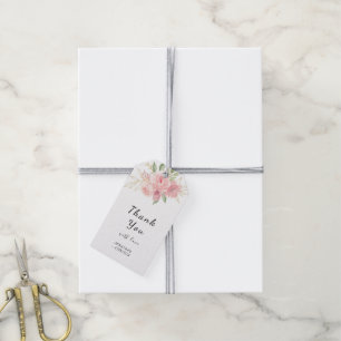 Elegant Rosa Rosvatten Färgrik Blommig Bröllop Presentetikett