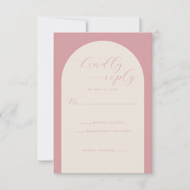 Elegant Rosa RSVP-kort OSA Kort (Framsida)