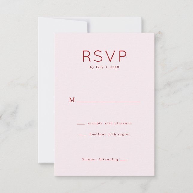 Elegant Rosa RSVP-kort OSA Kort (Framsida)