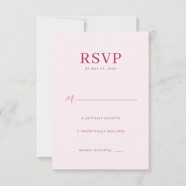 Elegant Rosa RSVP-kort OSA Kort (Framsida)