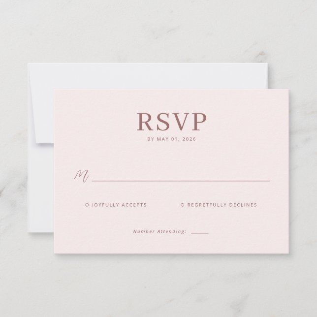 Elegant Rosa RSVP-kort OSA Kort (Framsida)
