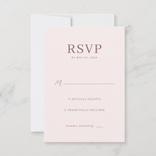 Elegant Rosa RSVP-kort OSA Kort (Framsida)