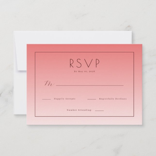 Elegant Rosa RSVP-kort OSA Kort (Framsida)