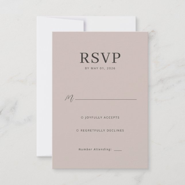 Elegant Rosa RSVP-kort OSA Kort (Framsida)