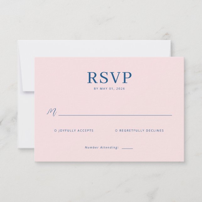 Elegant Rosa RSVP-kort OSA Kort (Framsida)