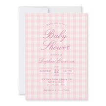 Elegant rosa rutig baby shower inbjudan