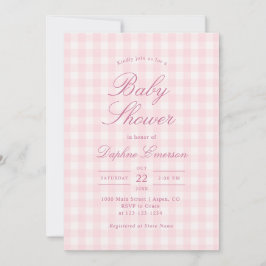 Elegant rosa rutig baby shower inbjudan
