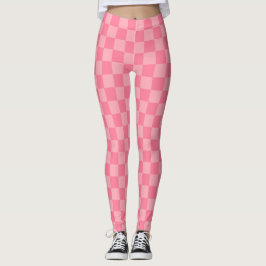 Elegant rosa rutigt mönster leggings