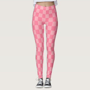 Elegant rosa rutigt mönster leggings