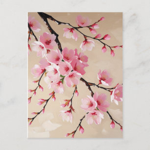 Elegant rosa Sakura-blom Postkort - Japansk Ch Vykort