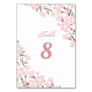 Elegant Rosa Sakura Cherry Blommar Flower Bröllop Bordsnummer