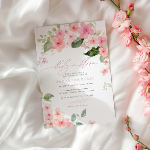Elegant Rosa Sakura Flowers Baby i Bloom Shower Inbjudningar