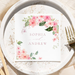 Elegant Rosa Sakura Flowers Bröllop Napkins Pappersservett