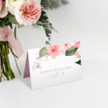 Elegant Rosa Sakura Flowers Bröllop Place Card