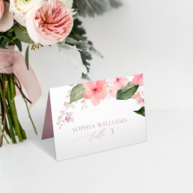 Elegant Rosa Sakura Flowers Bröllop Place Card Bordsnummer (Skapare uppladdad)