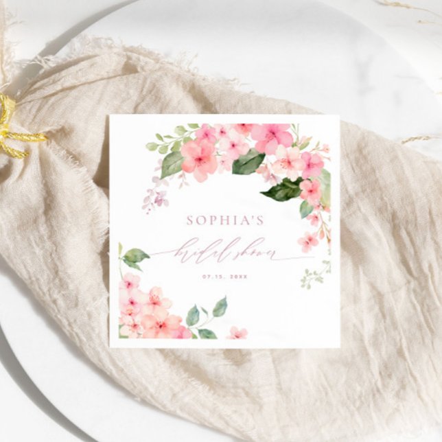 Elegant Rosa Sakura Flowers Möhippa Napkins Pappersservett (Skapare uppladdad)