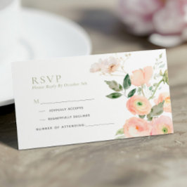 Elegant Rosa & Saloblå Bröllops-RSVP-Kort Tilläggskort