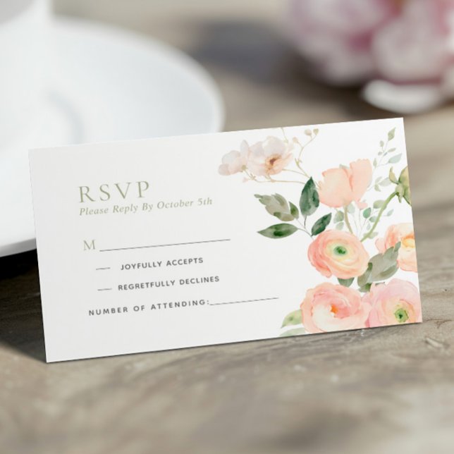 Elegant Rosa & Saloblå Bröllops-RSVP-Kort Tilläggskort (Skapare uppladdad)