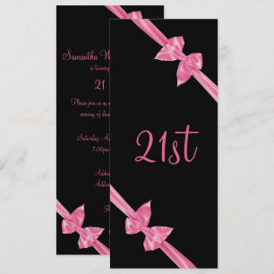 Elegant Rosa Satin bin 21:a födelsedagen Inbjudningar