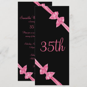 Elegant Rosa Satin Bows 35e födelsedag Inbjudningar