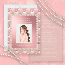 Elegant rosa satin Quinceañera-foto Pärlor