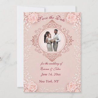 Elegant Rosa Save the Date-kort  Spara Datumet
