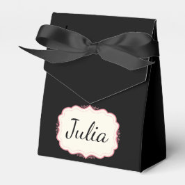 Elegant Rosa Scalloped Black Party Presentaskar