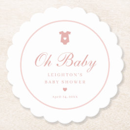 Elegant Rosa Script Girls Oh Baby Shower Underlägg Papper