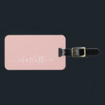 Elegant  Rosa Script Namn Personlig Bagagebricka<br><div class="desc">Elegant  Rosa Namn Personlig Luggage Tag</div>