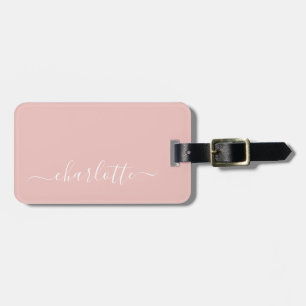 Elegant Rosa Script Namn Personlig Bagagebricka