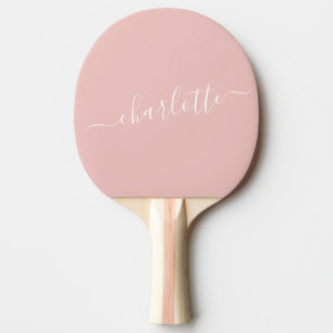 Elegant Rosa Script Namn Personlig Pingisracket