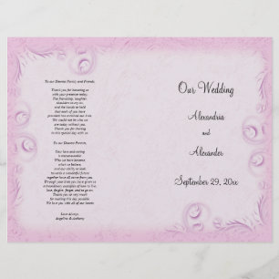 Elegant Rosa Scrollwork-Bröllopsprogram