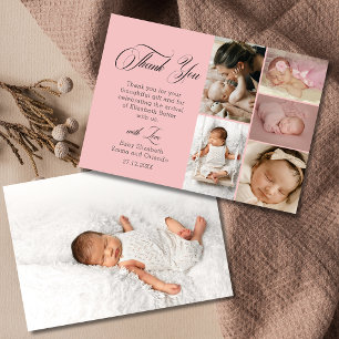 Elegant Rosa Sex Foto Baby Shower Tackkort Tack Kort
